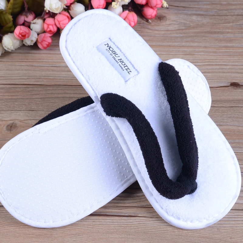 Personalized Closed/Open Toe SPA Washable Napped Fabric White Indoor Quiet Hotel Slippers